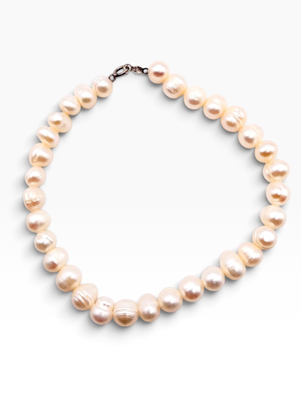 Vintage White Freshwater Baroque Pearl Sterling Silver Bracelet